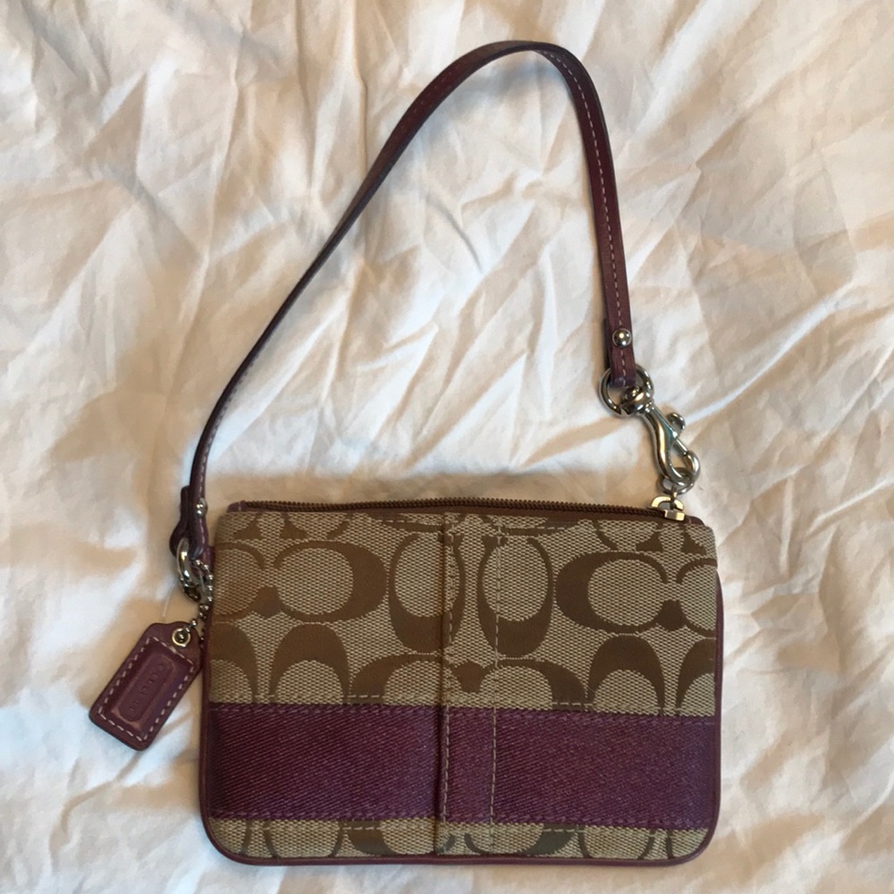 Coach Monogram Wristlet with Purple Accent